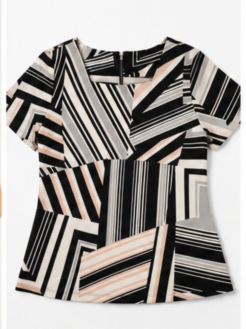 Jules & Leopold Geometric Print Short Sleeve Blouse Size M - Picture 2 of 4
